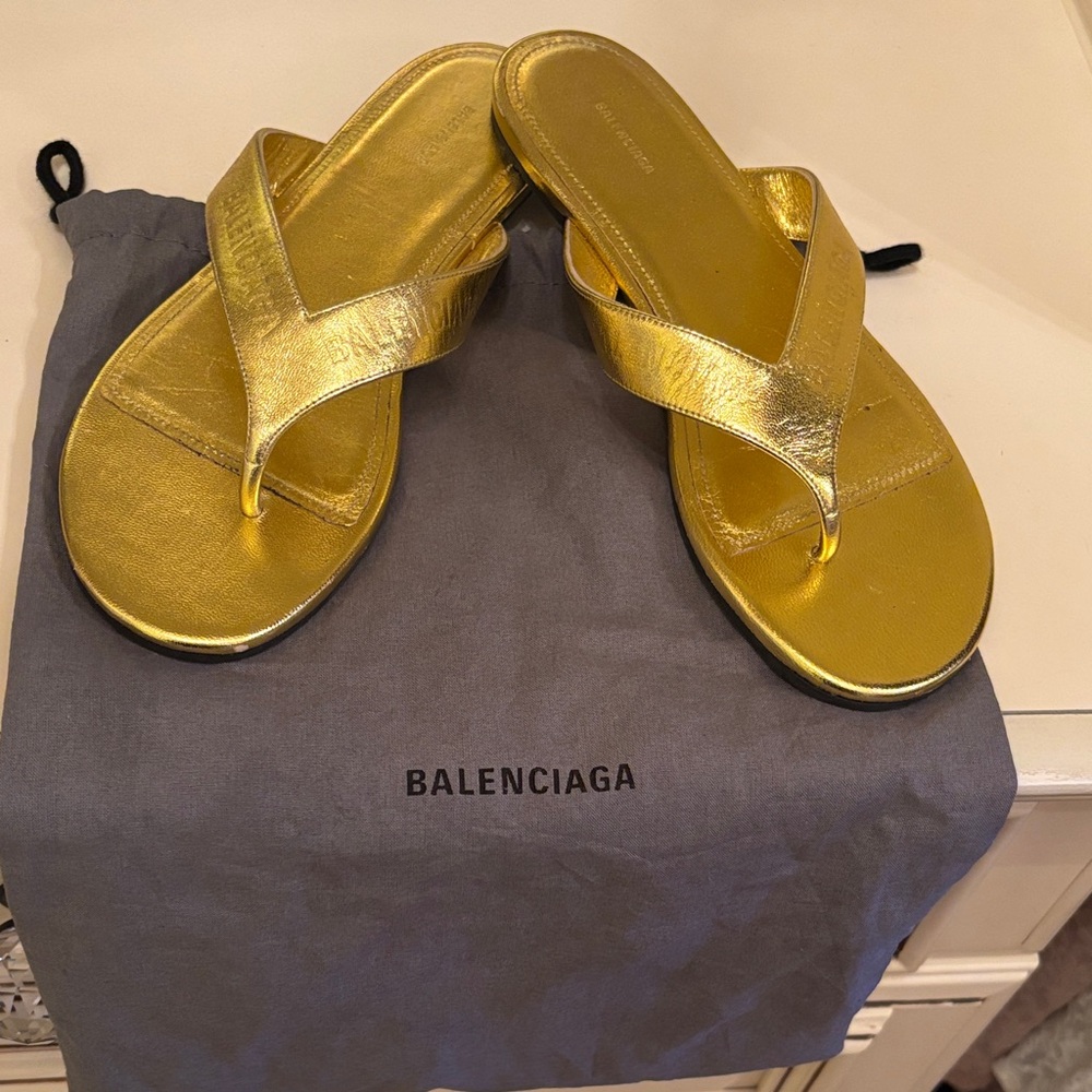 Balenciaga Metallic Gold Sandals